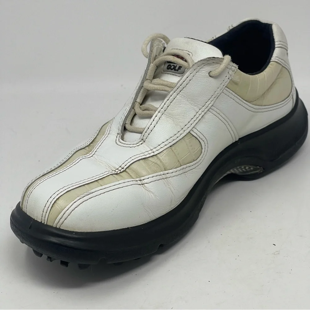 Ecco Casual Swing Golf Shoes Womens 6 - 6.5 EU 37 White Leather Soft Spikes READ